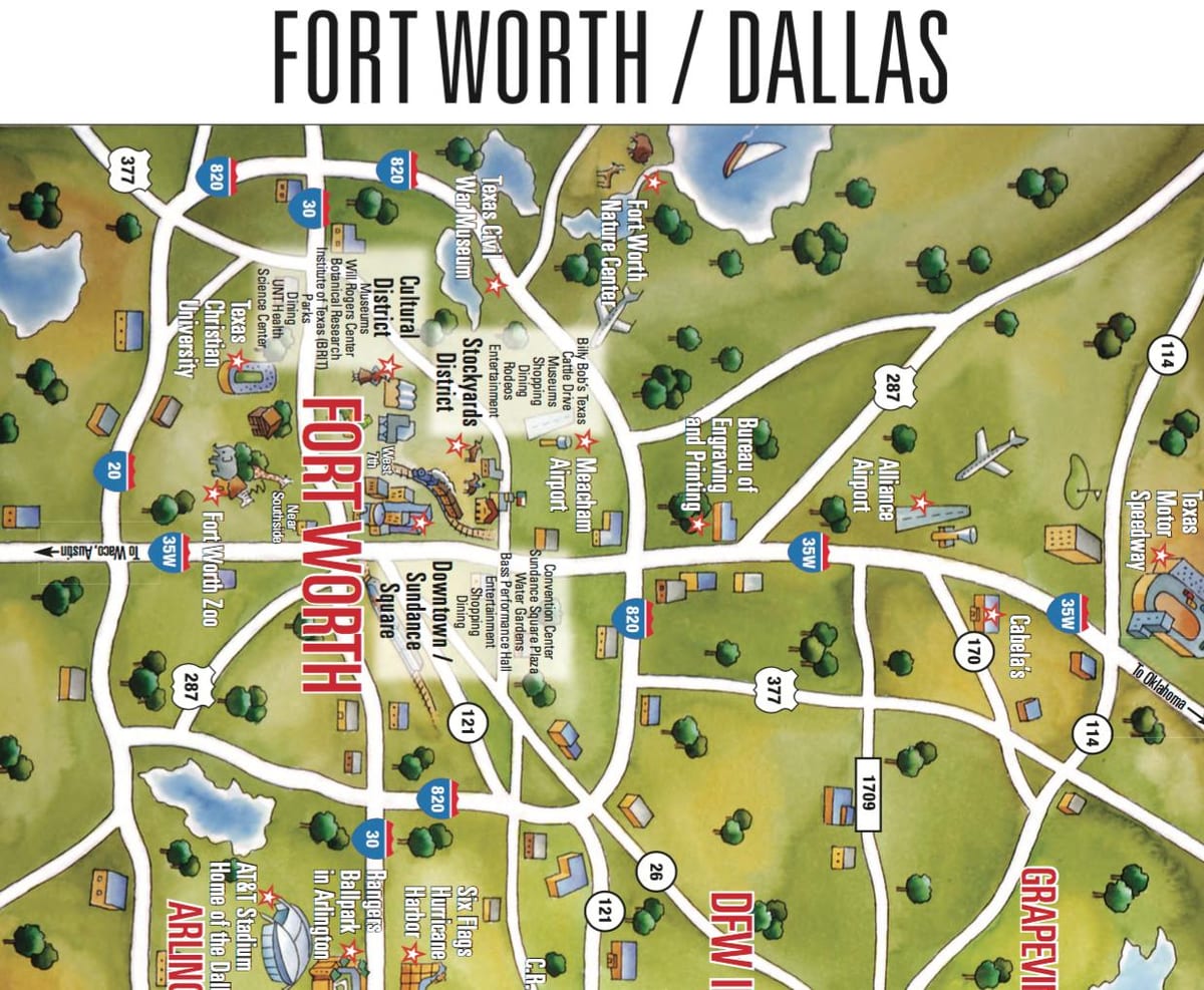 karta Dallas Fort Worth
