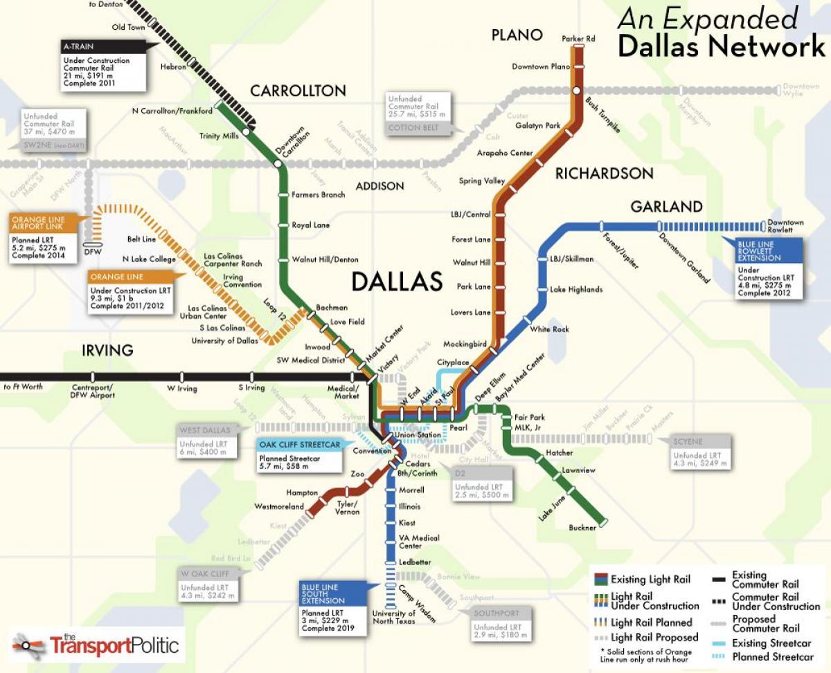 karta Dallas metro