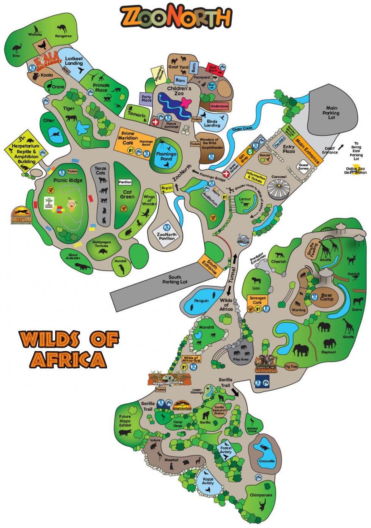 karta Dallas zoološki vrt